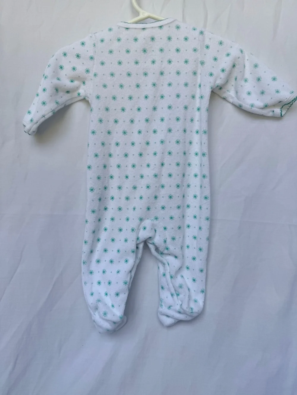 3 MTH Carter's White Footed One-Piece with Teal Star Dots